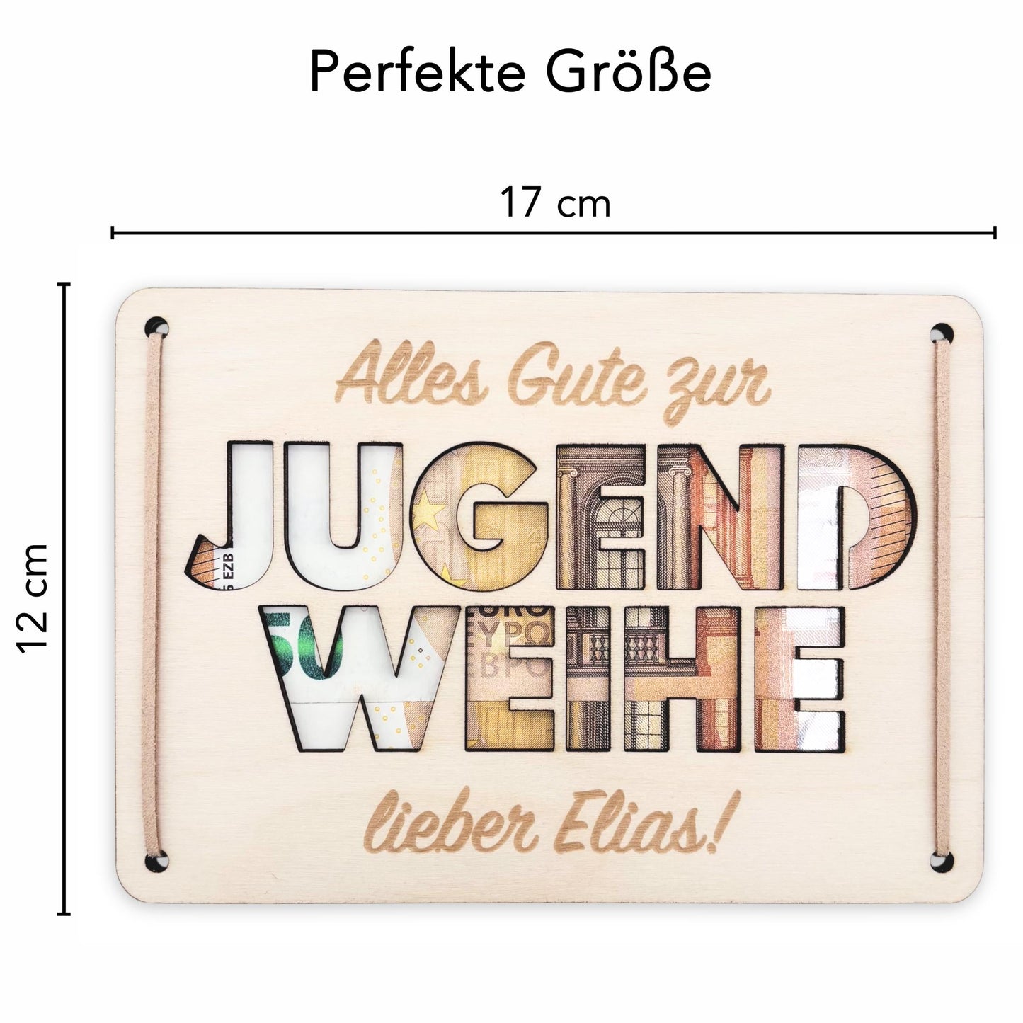 Jugendweihe Geschenk personalisiert Geldgeschenk Verpackung Geld Geschenk Junge Mädchen Geschenkkarte aus Holz 12x17 cm