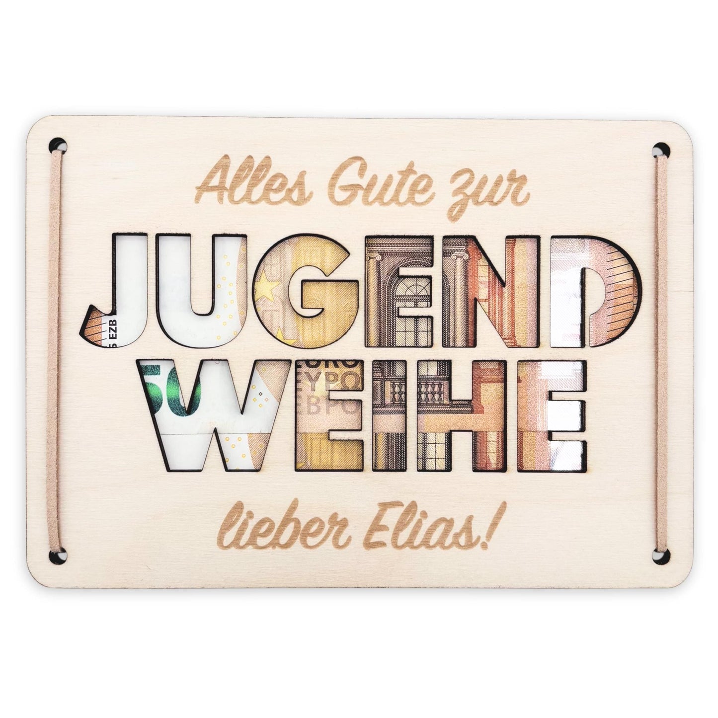 Jugendweihe Geschenk personalisiert Geldgeschenk Verpackung Geld Geschenk Junge Mädchen Geschenkkarte aus Holz 12x17 cm