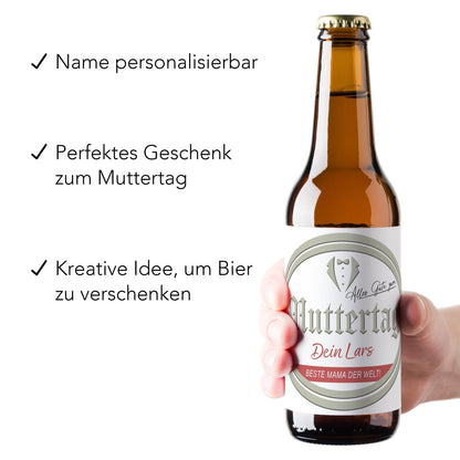 Muttertagsgeschenk Bieretiketten personalisiert Flaschenetikett Bier Muttertag Geschenk Mama Bierflaschen Etiketten 2 Stück | 9x9 cm