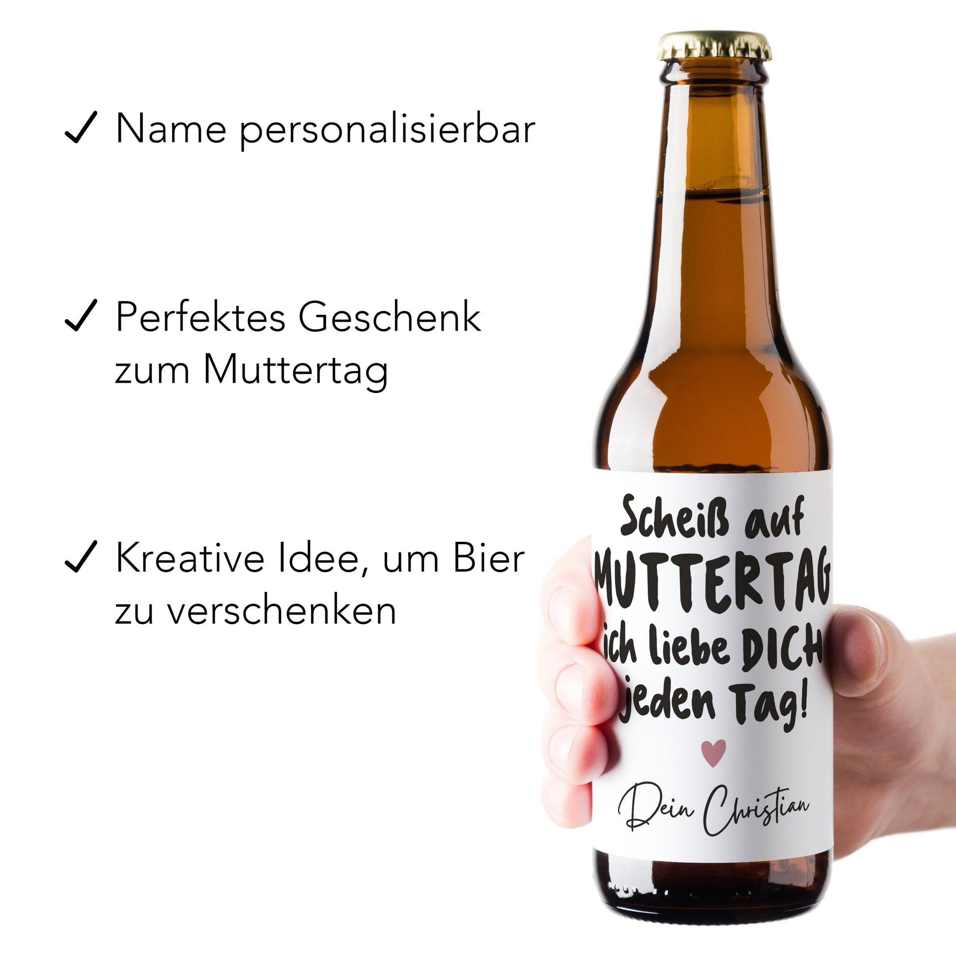 Muttertagsgeschenk Bieretiketten personalisiert Flaschenetikett Bier Muttertag Geschenk Mama Bierflaschen Etiketten 2 Stück | 9x9 cm