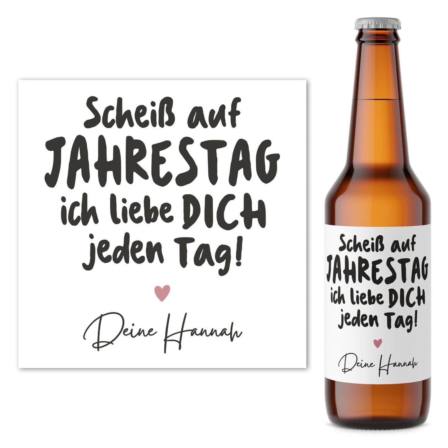 Jahrestag Geschenk für Ihn personalisierte Bieretiketten Jahrestagsgeschenk für Männer Ich liebe Dich Bier Etiketten 2 Stk. | 9x9 cm