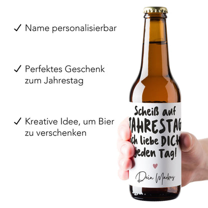 Jahrestag Geschenk für Ihn personalisierte Bieretiketten Jahrestagsgeschenk für Männer Ich liebe Dich Bier Etiketten 2 Stk. | 9x9 cm