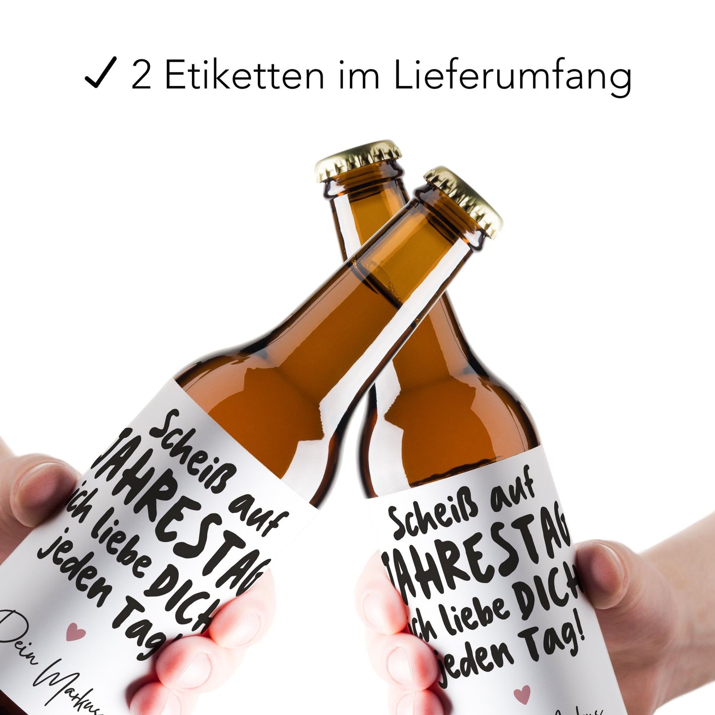 Jahrestag Geschenk für Ihn personalisierte Bieretiketten Jahrestagsgeschenk für Männer Ich liebe Dich Bier Etiketten 2 Stk. | 9x9 cm