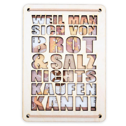 Brot und Salz Einzug Geldgeschenk personalisierte Geld Verpackung Richtfest Wohnung Haus Einzugsgeschenk aus Holz 12x17 cm