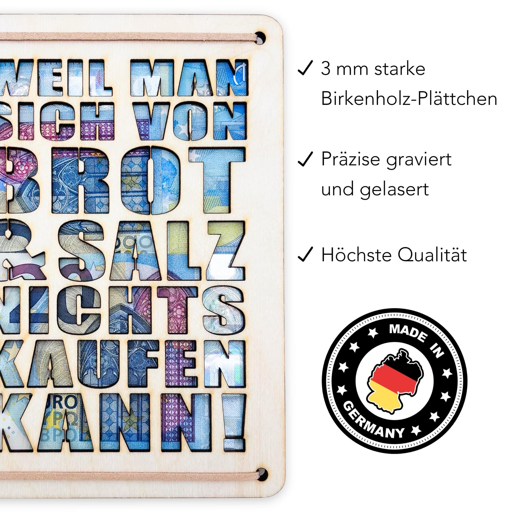 Brot und Salz Einzug Geldgeschenk personalisierte Geld Verpackung Richtfest Wohnung Haus Einzugsgeschenk aus Holz 12x17 cm