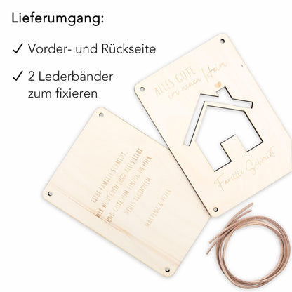 Geschenk Einzug Geldgeschenk personalisiertes Einweihungsgeschenk Haus Wohnung Geld Verpackung Einzugsgeschenk aus Holz 12x17 cm