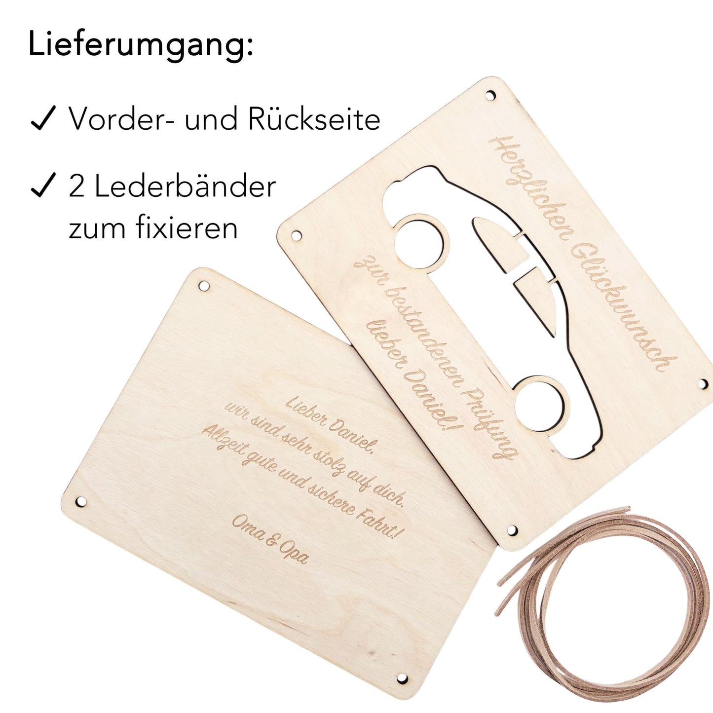 Führerschein bestanden Geschenk personalisierte Geldgeschenk Verpackung Autoführerschein bestanden Glückwunschkarte aus Holz 12x17 cm