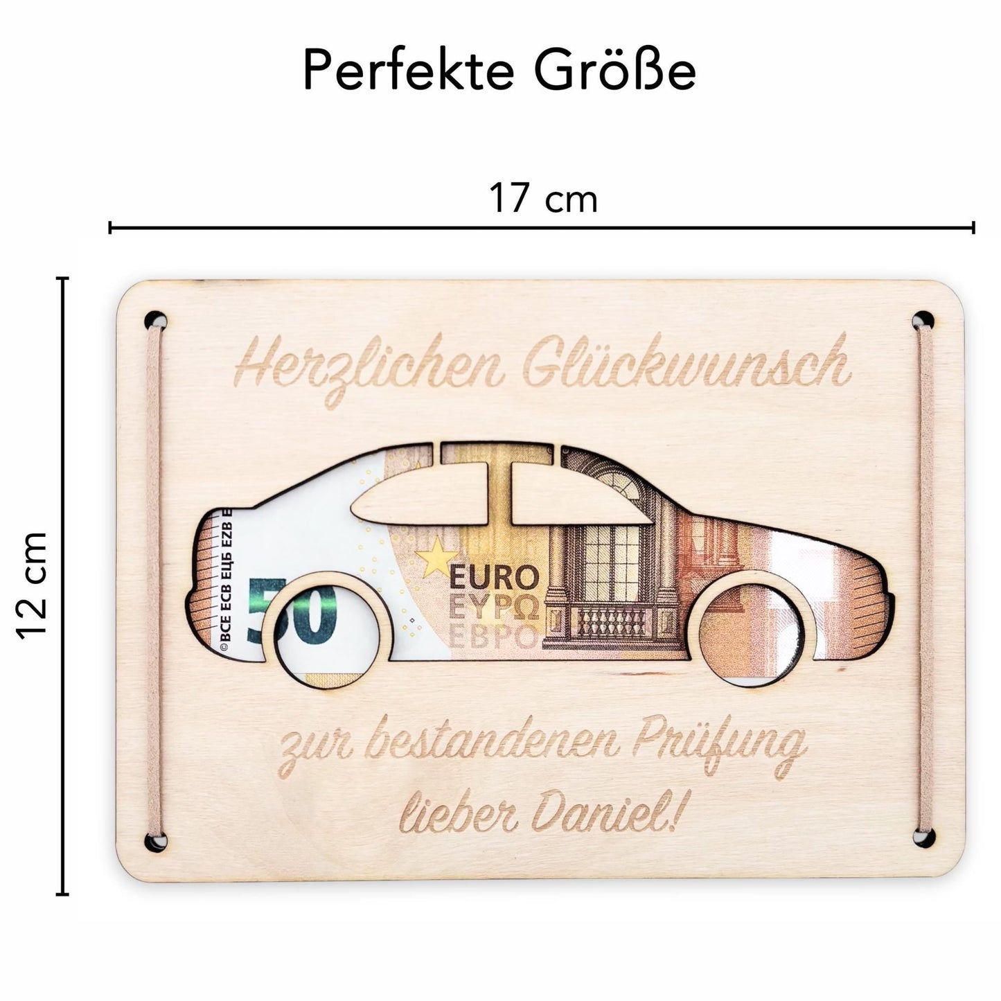 Führerschein bestanden Geschenk personalisierte Geldgeschenk Verpackung Autoführerschein bestanden Glückwunschkarte aus Holz 12x17 cm