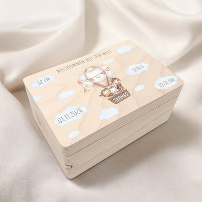 Erinnerungskiste Baby Holzkiste personalisierte Erinnerungsbox Mädchen Junge Geschenk Geburt Geburtsgeschenk 30x20x13 cm