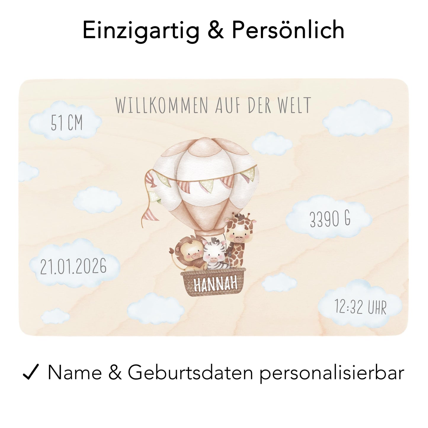 Erinnerungskiste Baby Holzkiste personalisierte Erinnerungsbox Mädchen Junge Geschenk Geburt Geburtsgeschenk 30x20x13 cm