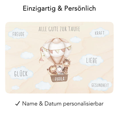 Erinnerungskiste Taufe Geschenk personalisiertes Taufgeschenk Junge Mädchen Heißluftballon Taufbox Holzkiste mit Deckel Holzbox 30x20x13 cm
