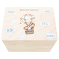 Erinnerungskiste Taufe Geschenk personalisiertes Taufgeschenk Junge Mädchen Heißluftballon Taufbox Holzkiste mit Deckel Holzbox 30x20x13 cm