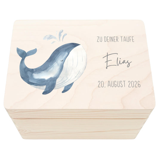 Erinnerungskiste Taufe Geschenk personalisiertes Taufgeschenk Junge Wahl Taufbox Holzkiste mit Deckel Holzbox 30x20x13 cm