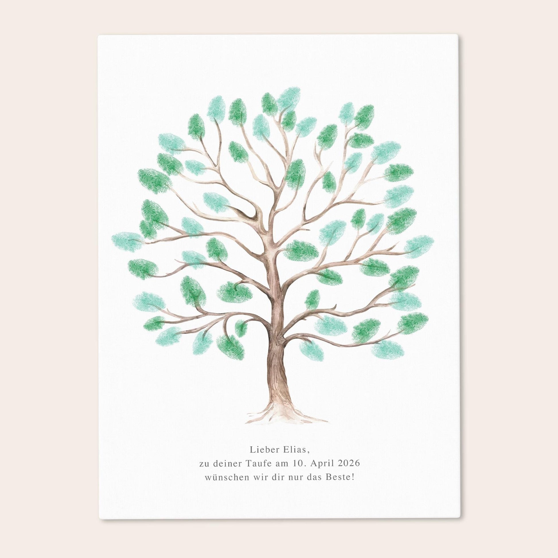 Taufgeschenk Gästebuch Taufe Gästebild personalisierte Leinwand für Fingerabdrücke Baum Geschenk Erinnerung 30x40 cm (OHNE Farbe)