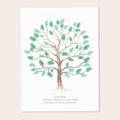 Taufgeschenk Gästebuch Taufe Gästebild personalisierte Leinwand für Fingerabdrücke Baum Geschenk Erinnerung 30x40 cm (OHNE Farbe)