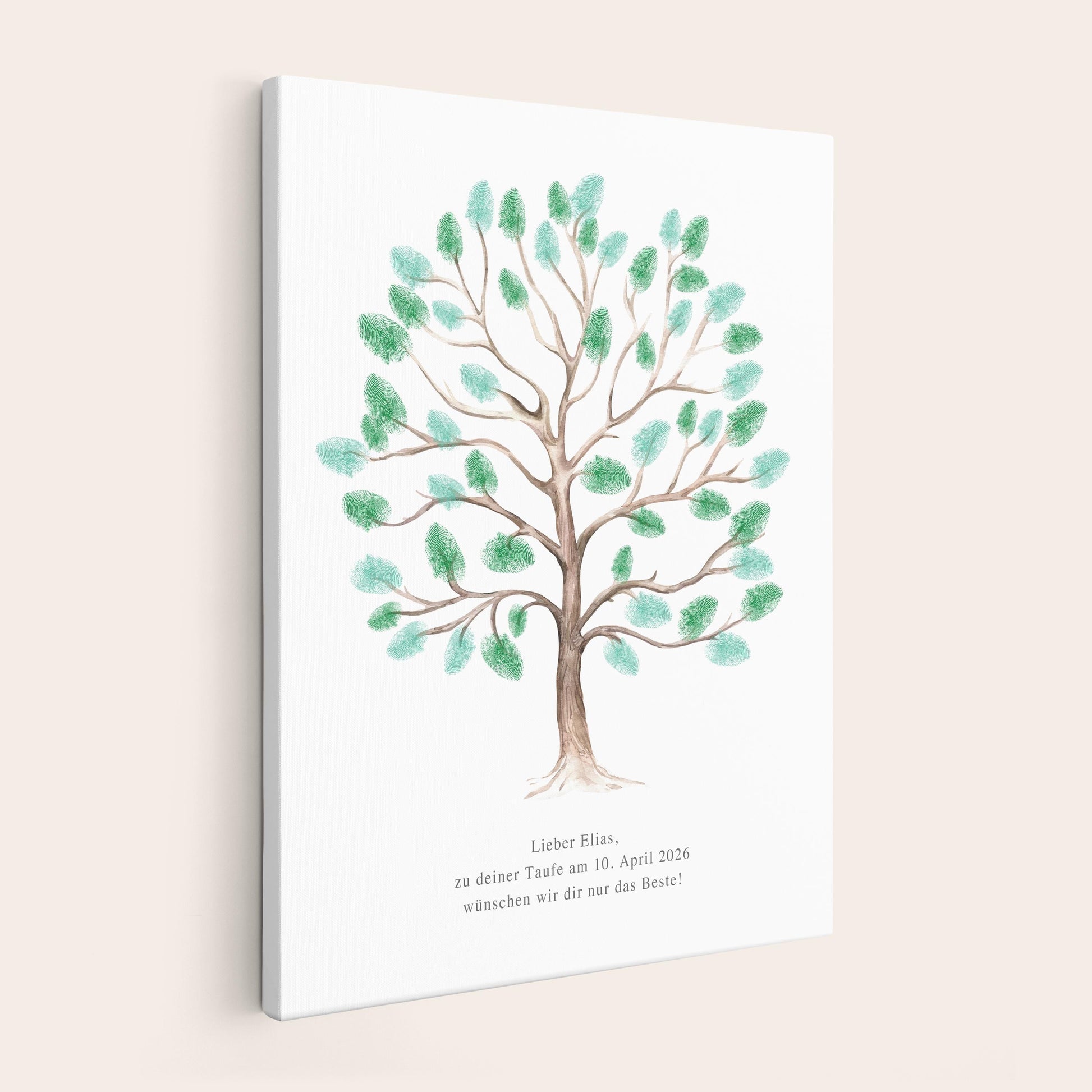 Taufgeschenk Gästebuch Taufe Gästebild personalisierte Leinwand für Fingerabdrücke Baum Geschenk Erinnerung 30x40 cm (OHNE Farbe)