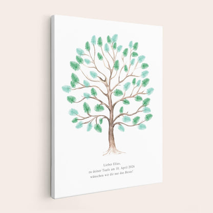 Taufgeschenk Gästebuch Taufe Gästebild personalisierte Leinwand für Fingerabdrücke Baum Geschenk Erinnerung 30x40 cm (OHNE Farbe)