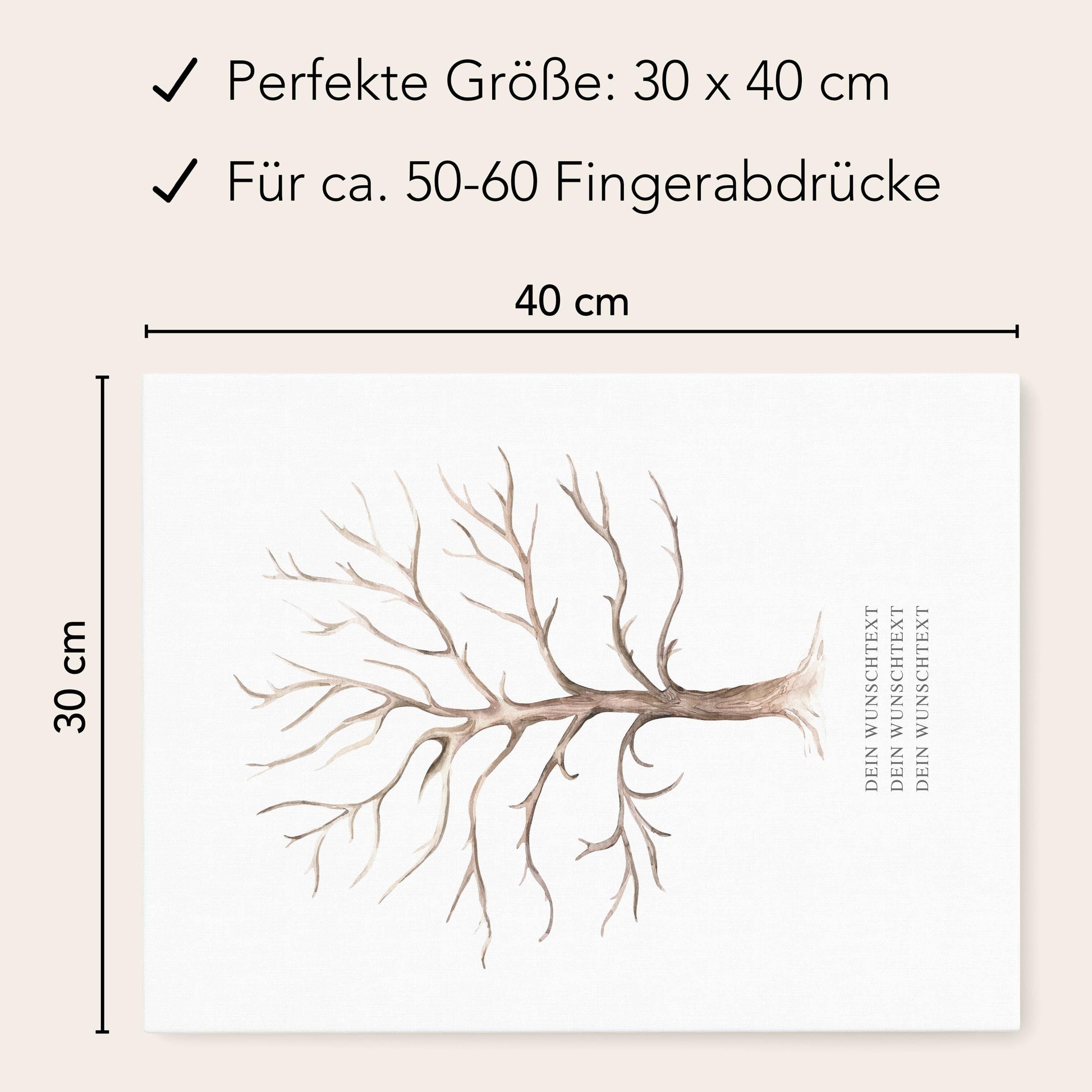Taufgeschenk Gästebuch Taufe Gästebild personalisierte Leinwand für Fingerabdrücke Baum Geschenk Erinnerung 30x40 cm (OHNE Farbe)