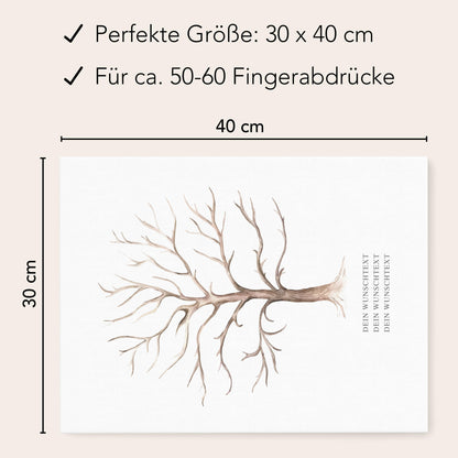Taufgeschenk Gästebuch Taufe Gästebild personalisierte Leinwand für Fingerabdrücke Baum Geschenk Erinnerung 30x40 cm (OHNE Farbe)