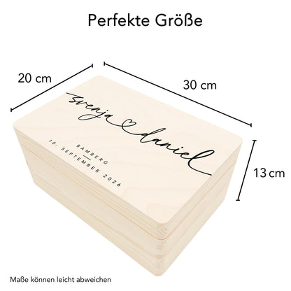 Erinnerungskiste Hochzeit personalisiertes Hochzeitsgeschenk für Brautpaar Holzkiste Erinnerungsbox Geschenkkiste Geschenkbox 30x20x13 cm