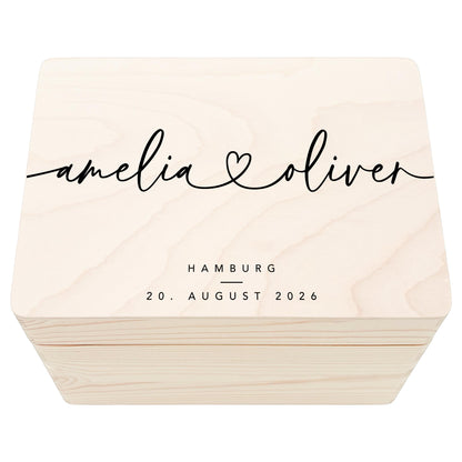 Erinnerungskiste Hochzeit personalisiertes Hochzeitsgeschenk für Brautpaar Holzkiste Erinnerungsbox Geschenkkiste Geschenkbox 30x20x13 cm