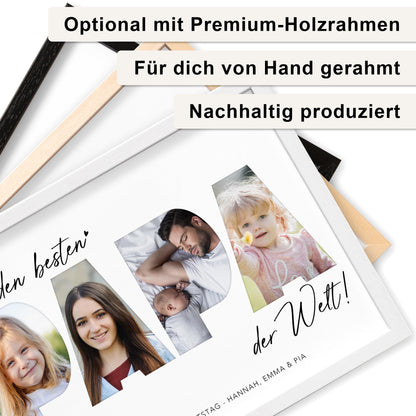 Papa Geschenk Geburtstag Vatertagsgeschenk personalisiert Fotocollage Geburtstagsgeschenk Vater Fotogeschenk Vatertag (mit & ohne Rahmen)