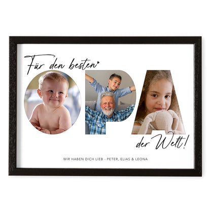 Opa Geschenk Geburtstag Vatertagsgeschenk personalisiert Fotocollage Geburtstagsgeschenk Großvater Fotogeschenk Vatertag (mit & ohne Rahmen)