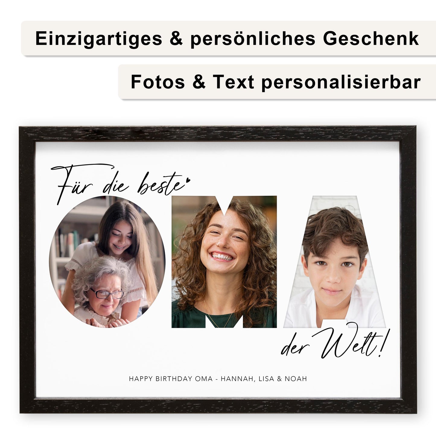 Oma Geschenk Geburtstag personalisiert Fotocollage Geburtstagsgeschenk Großmutter Fotogeschenk Muttertag (mit & ohne Rahmen)
