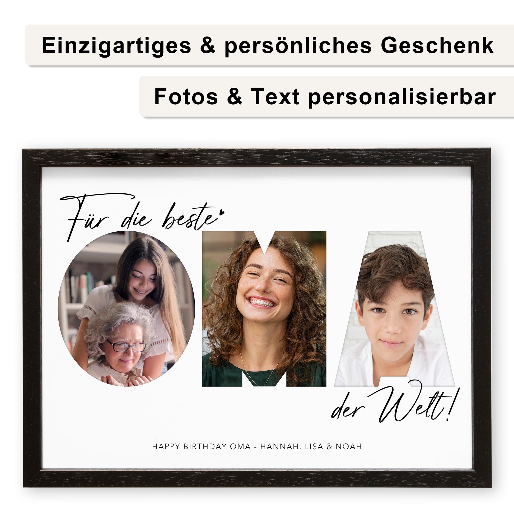 Oma Geschenk Geburtstag personalisiert Fotocollage Geburtstagsgeschenk Großmutter Fotogeschenk Muttertag (mit & ohne Rahmen)