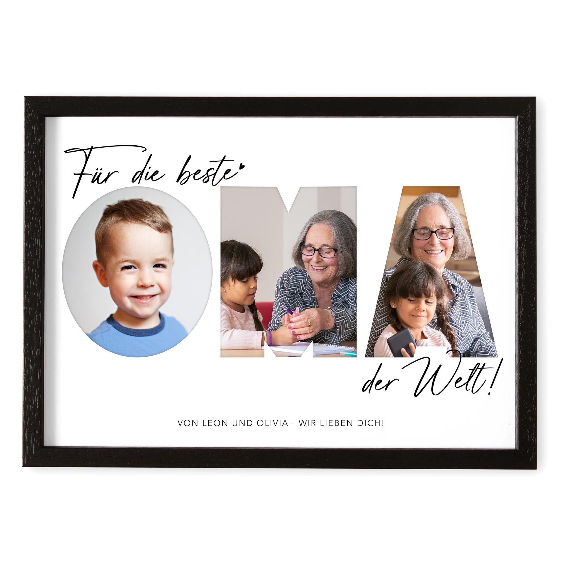 Oma Geschenk Geburtstag personalisiert Fotocollage Geburtstagsgeschenk Großmutter Fotogeschenk Muttertag (mit & ohne Rahmen)