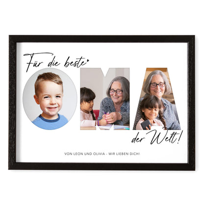 Oma Geschenk Geburtstag personalisiert Fotocollage Geburtstagsgeschenk Großmutter Fotogeschenk Muttertag (mit & ohne Rahmen)