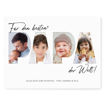 Geburtstagsgeschenk Papa Vatertagsgeschenk personalisierte Leinwand Fotocollage Vater Fotoleinwand Geschenk zum Geburtstag 30x40 cm