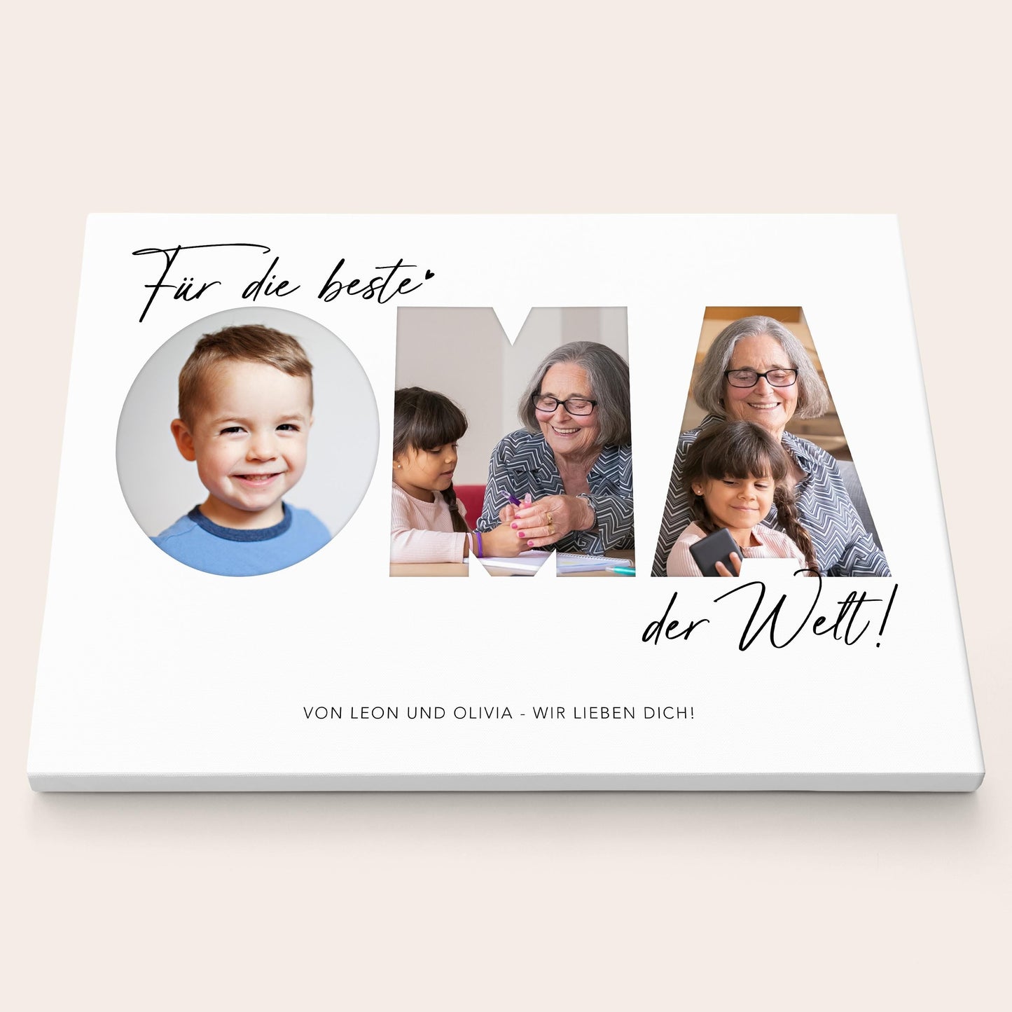 Geburtstagsgeschenk Oma Muttertagsgeschenk personalisierte Leinwand Fotocollage Großmutter Fotoleinwand Geschenk zum Geburtstag 30x40 cm