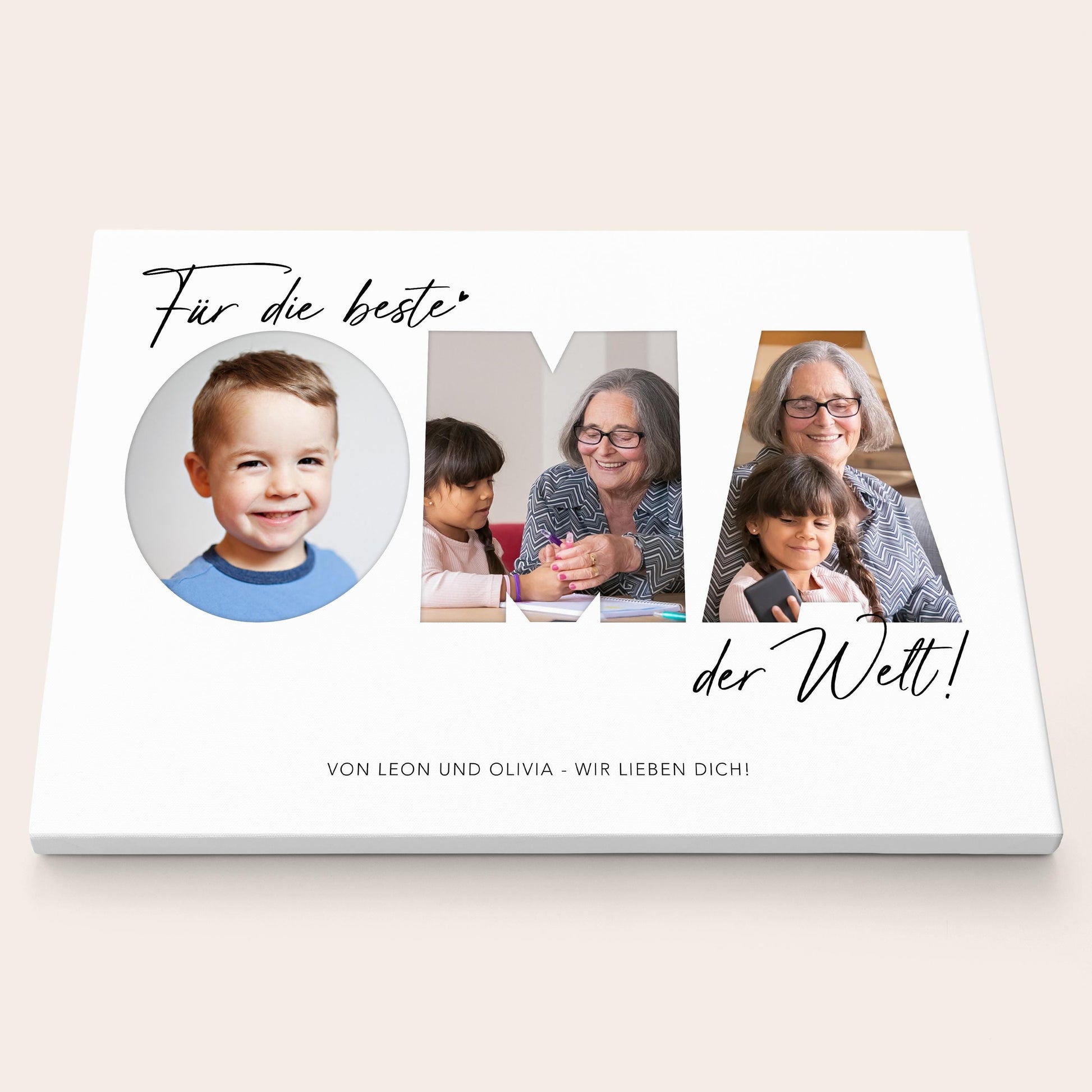 Geburtstagsgeschenk Oma Muttertagsgeschenk personalisierte Leinwand Fotocollage Großmutter Fotoleinwand Geschenk zum Geburtstag 30x40 cm