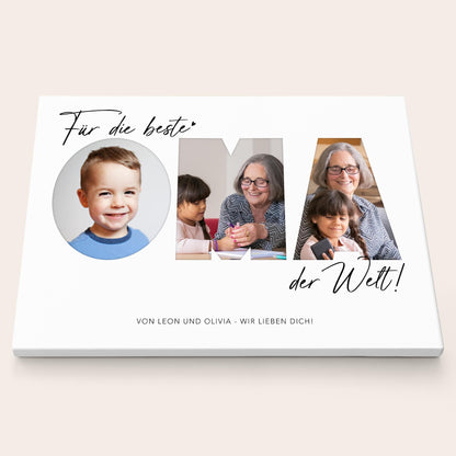 Geburtstagsgeschenk Oma Muttertagsgeschenk personalisierte Leinwand Fotocollage Großmutter Fotoleinwand Geschenk zum Geburtstag 30x40 cm