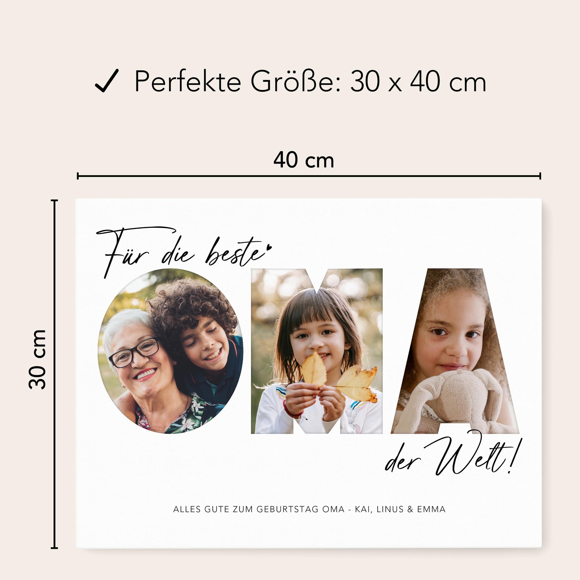 Geburtstagsgeschenk Oma Muttertagsgeschenk personalisierte Leinwand Fotocollage Großmutter Fotoleinwand Geschenk zum Geburtstag 30x40 cm