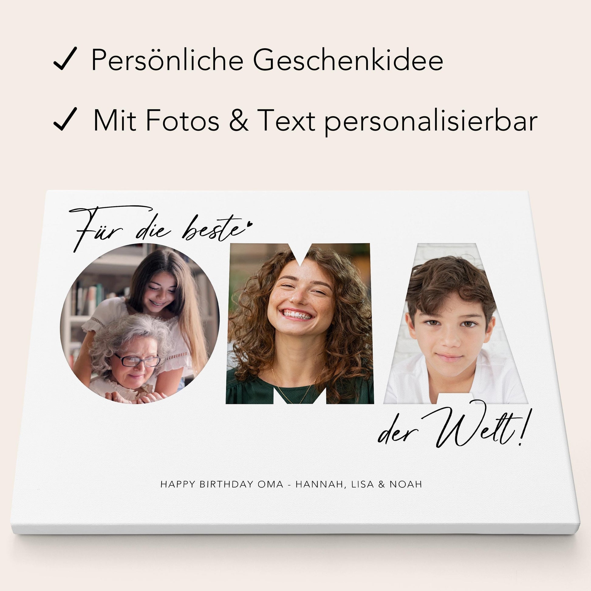 Geburtstagsgeschenk Oma Muttertagsgeschenk personalisierte Leinwand Fotocollage Großmutter Fotoleinwand Geschenk zum Geburtstag 30x40 cm
