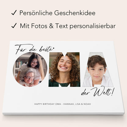 Geburtstagsgeschenk Oma Muttertagsgeschenk personalisierte Leinwand Fotocollage Großmutter Fotoleinwand Geschenk zum Geburtstag 30x40 cm