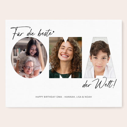 Geburtstagsgeschenk Oma Muttertagsgeschenk personalisierte Leinwand Fotocollage Großmutter Fotoleinwand Geschenk zum Geburtstag 30x40 cm