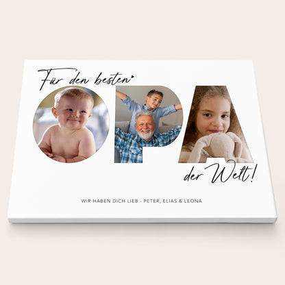 Geburtstagsgeschenk Opa Vatertagsgeschenk personalisierte Leinwand Fotocollage Großvater Fotoleinwand Geschenk zum Geburtstag 30x40 cm