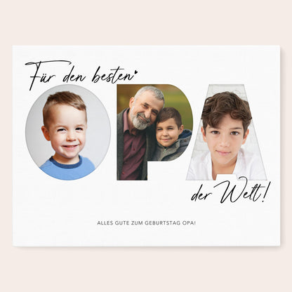 Geburtstagsgeschenk Opa Vatertagsgeschenk personalisierte Leinwand Fotocollage Großvater Fotoleinwand Geschenk zum Geburtstag 30x40 cm