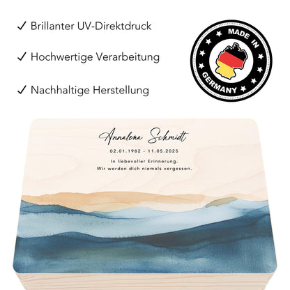 Trauergeschenk Trauerbox personalisiertes Andenken Erinnerungsbox Erinnerungskiste Holzkiste Geschenk für Angehörige Holzbox 30x20x13 cm