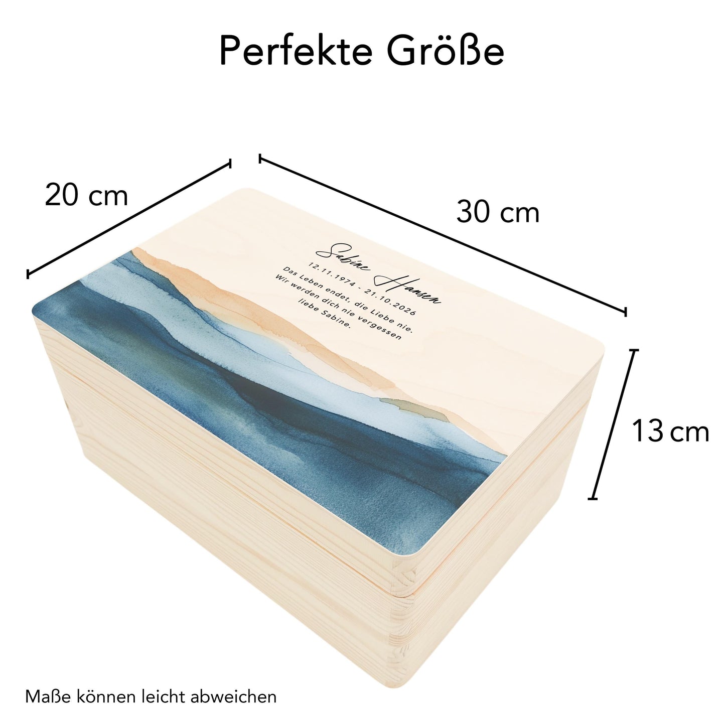 Trauergeschenk Trauerbox personalisiertes Andenken Erinnerungsbox Erinnerungskiste Holzkiste Geschenk für Angehörige Holzbox 30x20x13 cm