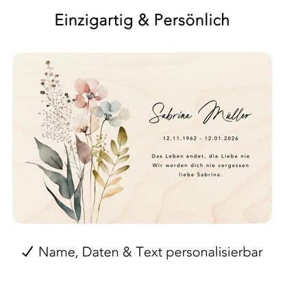 Erinnerungskiste Trauer Trauergeschenk personalisierte Trauerbox Andenken Wildblumen Holzkiste Geschenk Angehörige Holzbox 30x20x13 cm