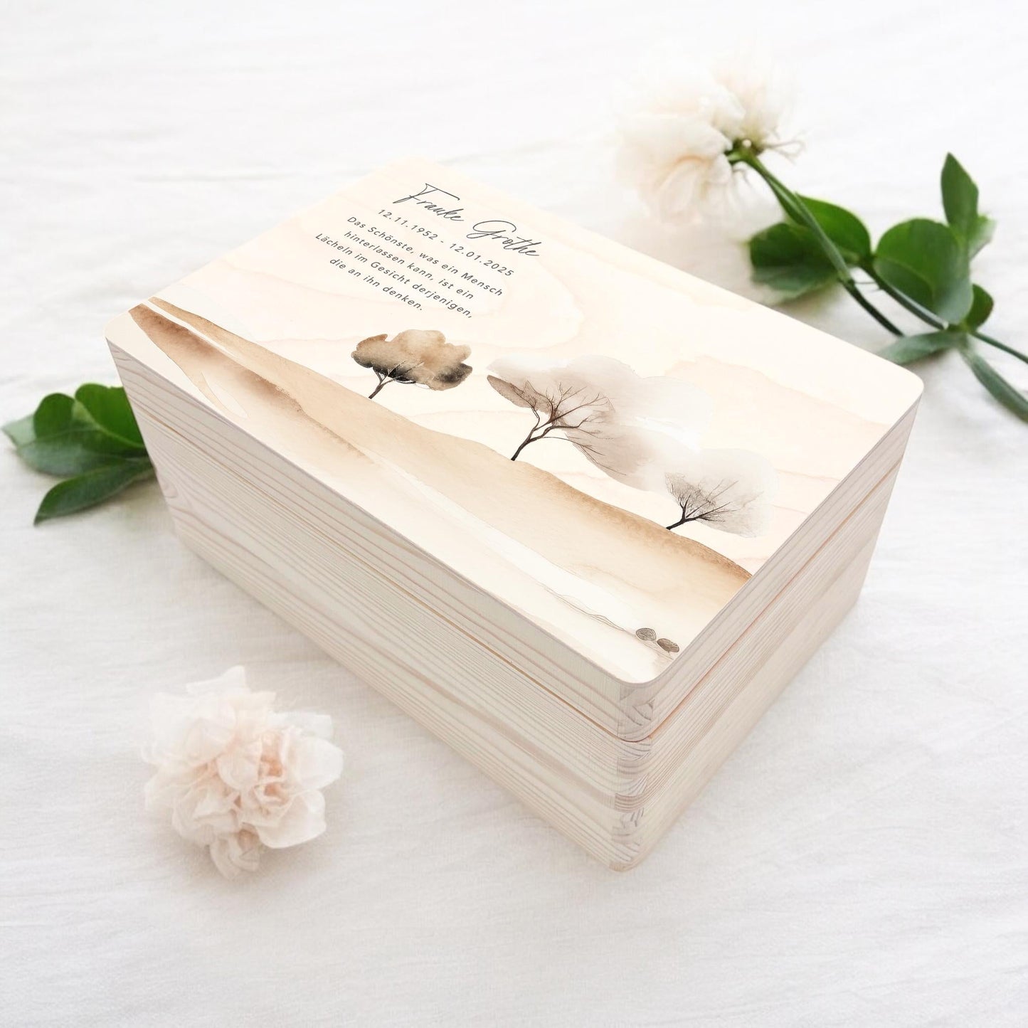 Trauergeschenk Trauerbox personalisiertes Andenken Erinnerungsbox Erinnerungskiste Holzkiste Geschenk für Angehörige Holzbox 30x20x13 cm