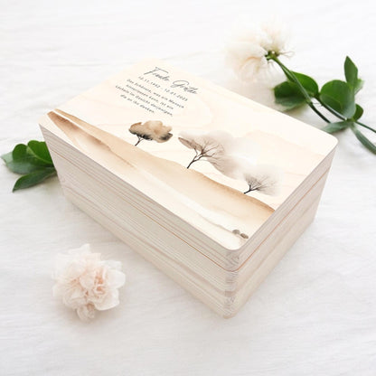 Trauergeschenk Trauerbox personalisiertes Andenken Erinnerungsbox Erinnerungskiste Holzkiste Geschenk für Angehörige Holzbox 30x20x13 cm