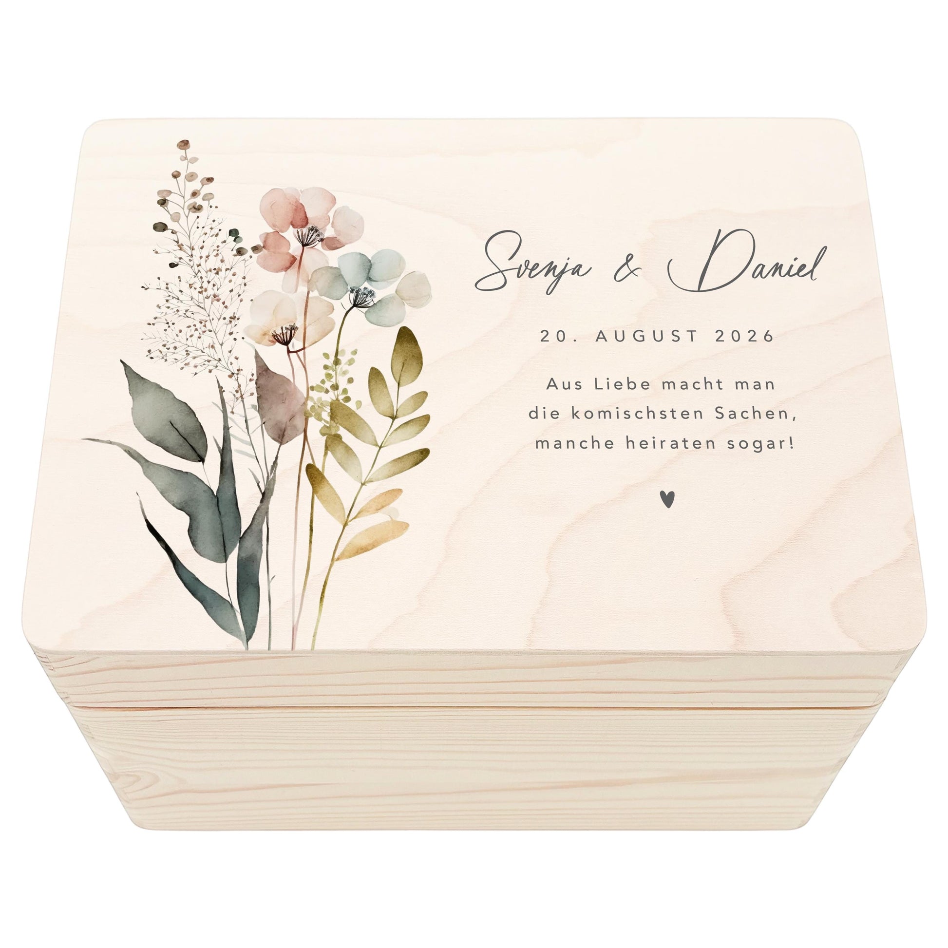 Erinnerungskiste Hochzeit personalisiertes Hochzeitsgeschenk für Brautpaar Holzkiste Erinnerungsbox Geschenkkiste Geschenkbox 30x20x13 cm