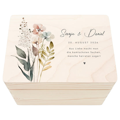 Erinnerungskiste Hochzeit personalisiertes Hochzeitsgeschenk für Brautpaar Holzkiste Erinnerungsbox Geschenkkiste Geschenkbox 30x20x13 cm