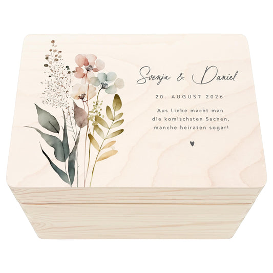 Erinnerungskiste Hochzeit personalisiertes Hochzeitsgeschenk für Brautpaar Holzkiste Erinnerungsbox Geschenkkiste Geschenkbox 30x20x13 cm