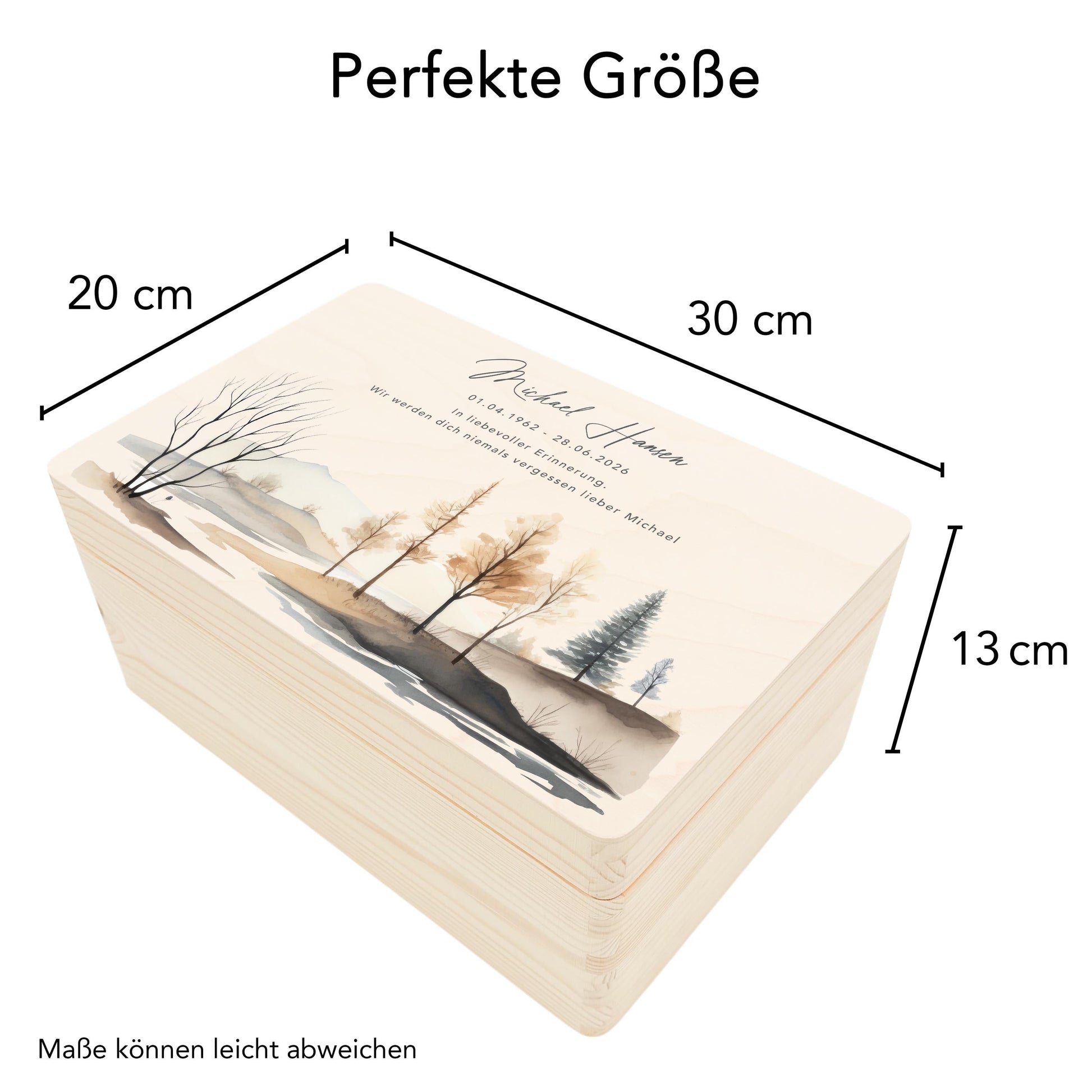 Trauerbox Trauergeschenk personalisiertes Andenken Erinnerungsbox Erinnerungskiste Holzkiste Geschenk für Angehörige Holzbox 30x20x13 cm